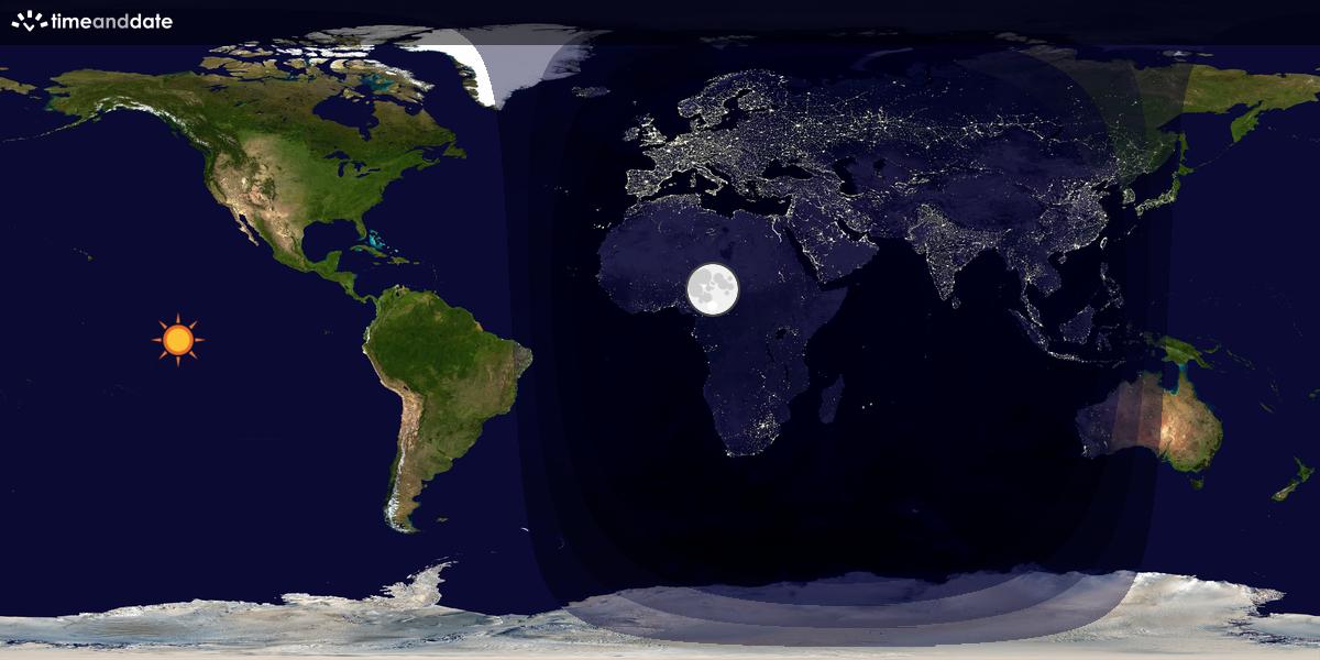 Verdenskart som viser dag og natt 