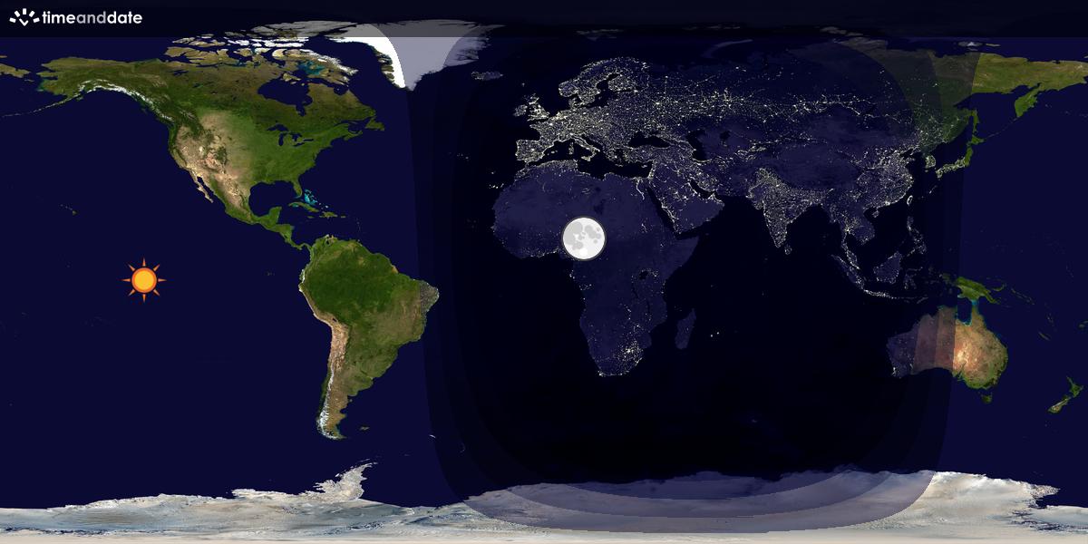 Verdenskart som viser dag og natt 