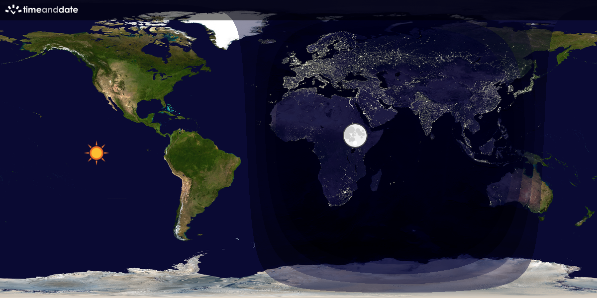 Verdenskart som viser dag og natt 