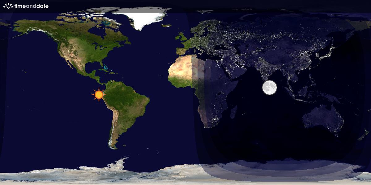Verdenskart som viser dag og natt 