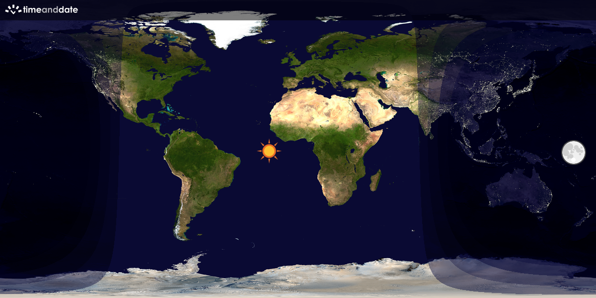 Verdenskart som viser dag og natt 