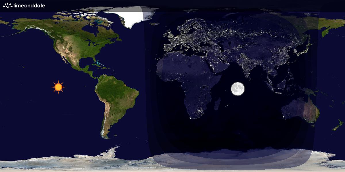 Verdenskart som viser dag og natt 