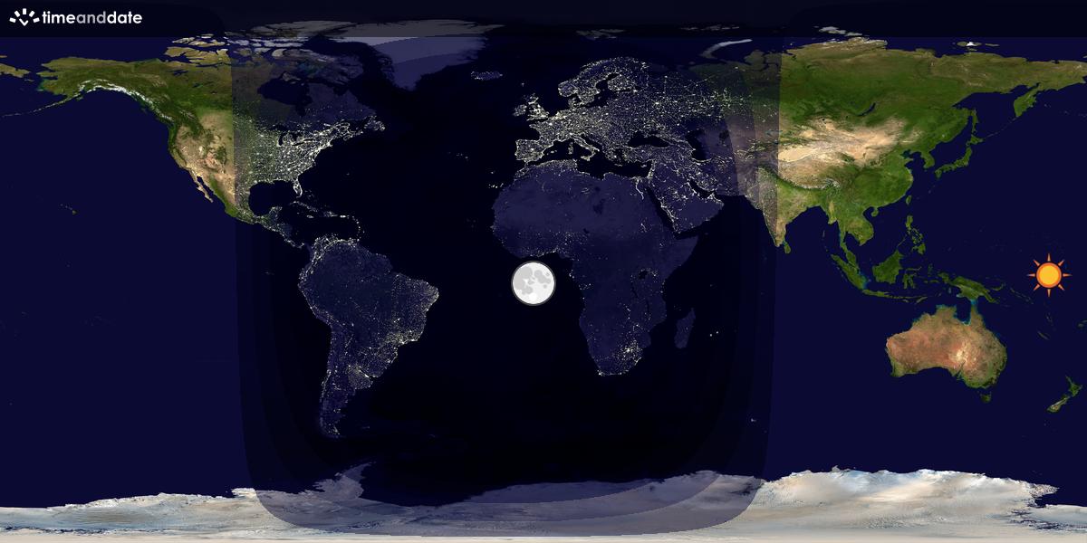 Verdenskart som viser dag og natt 