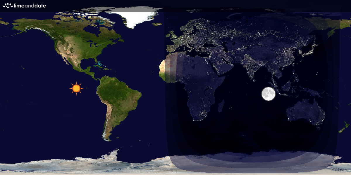 Verdenskart som viser dag og natt 