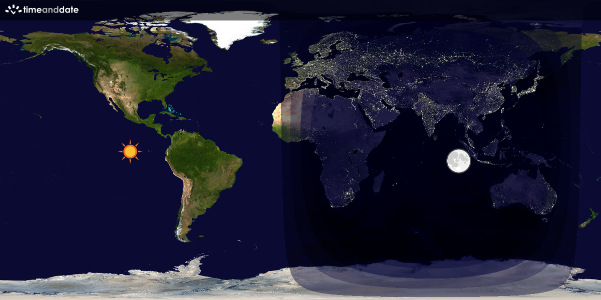 Verdenskart som viser dag og natt 