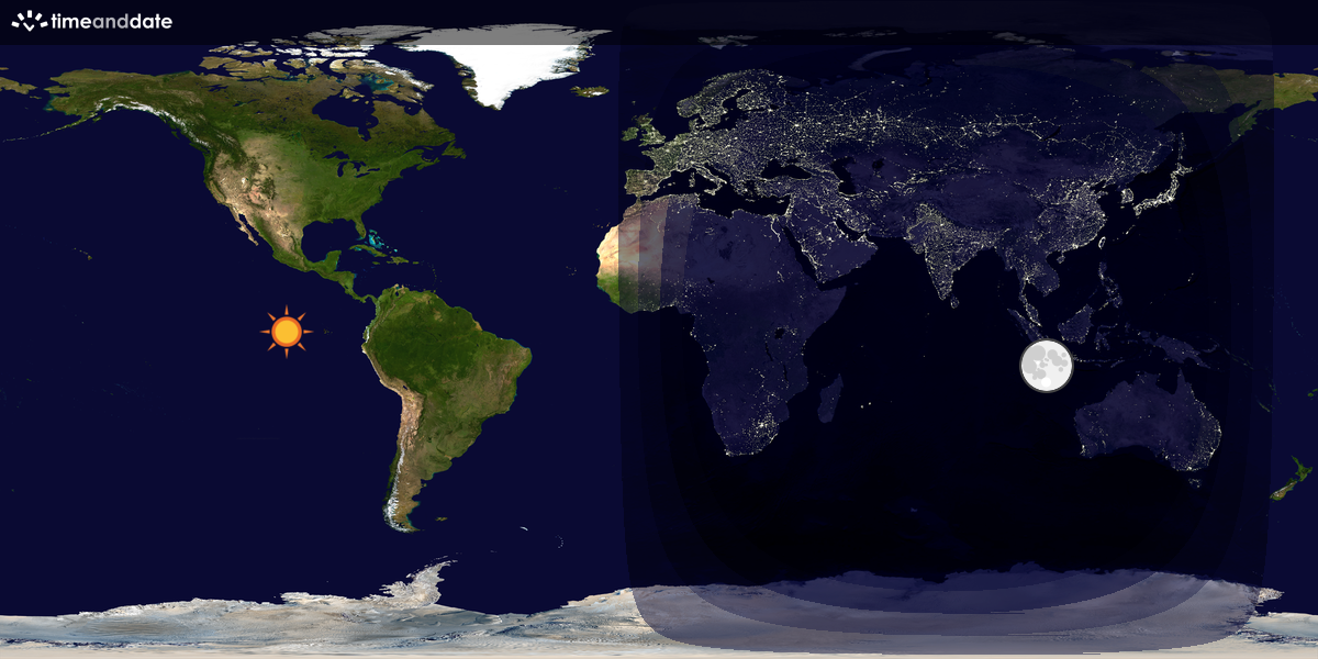 Verdenskart som viser dag og natt 