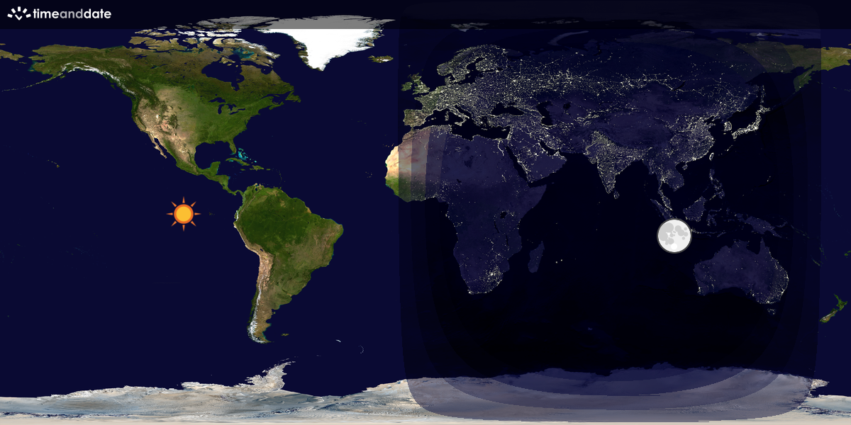 Verdenskart som viser dag og natt 