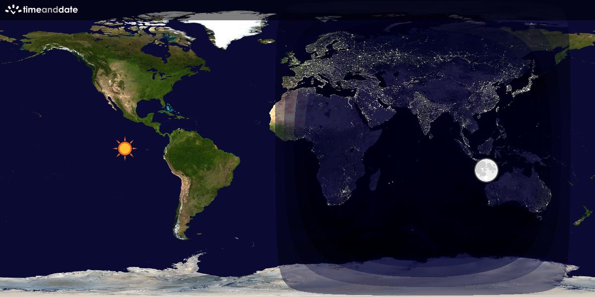 Verdenskart som viser dag og natt 