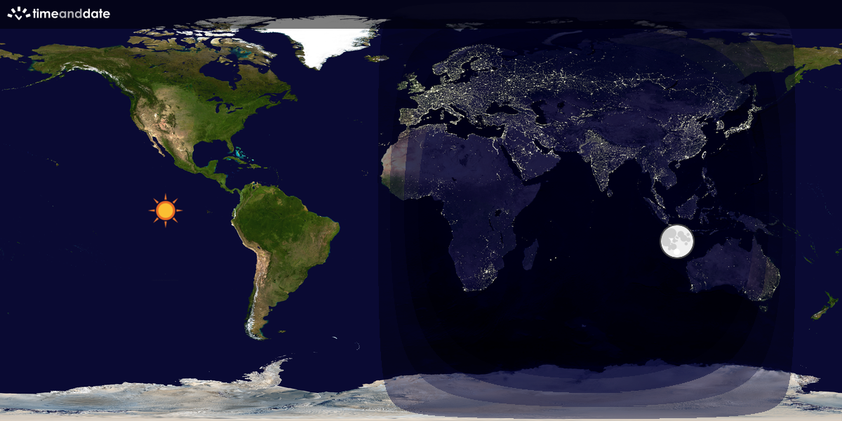 Verdenskart som viser dag og natt 