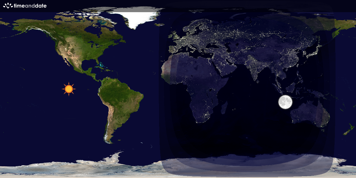 Verdenskart som viser dag og natt 