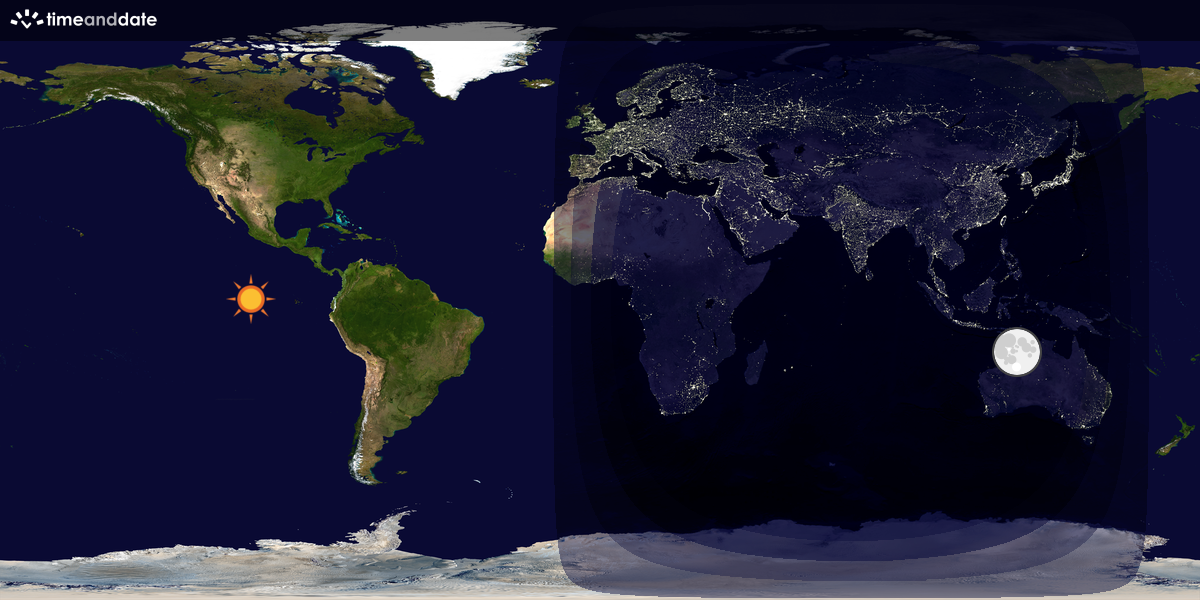 Verdenskart som viser dag og natt 