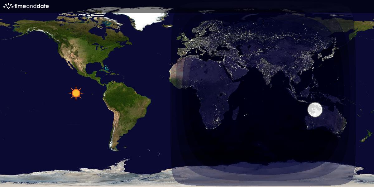Verdenskart som viser dag og natt 