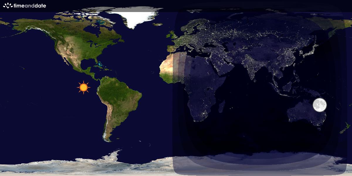 Verdenskart som viser dag og natt 