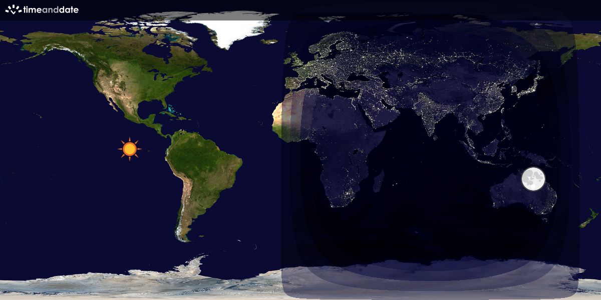 Verdenskart som viser dag og natt 