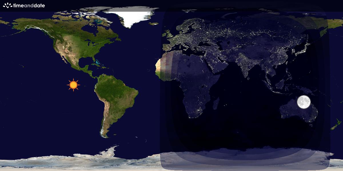 Verdenskart som viser dag og natt 