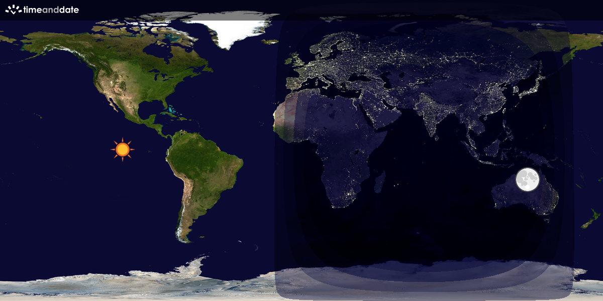 Verdenskart som viser dag og natt 