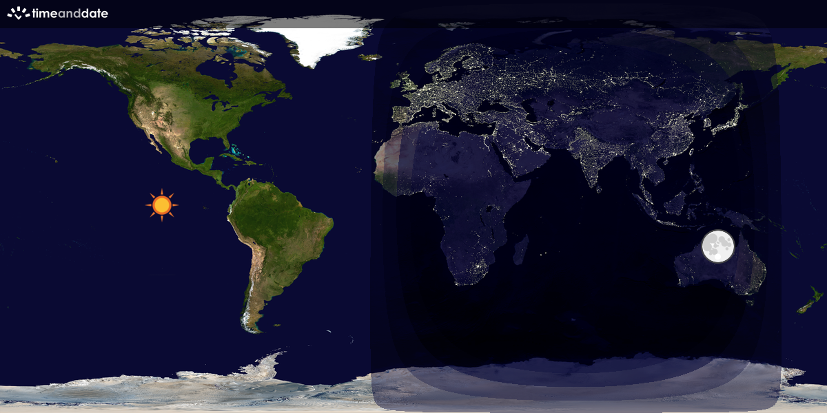 Verdenskart som viser dag og natt 