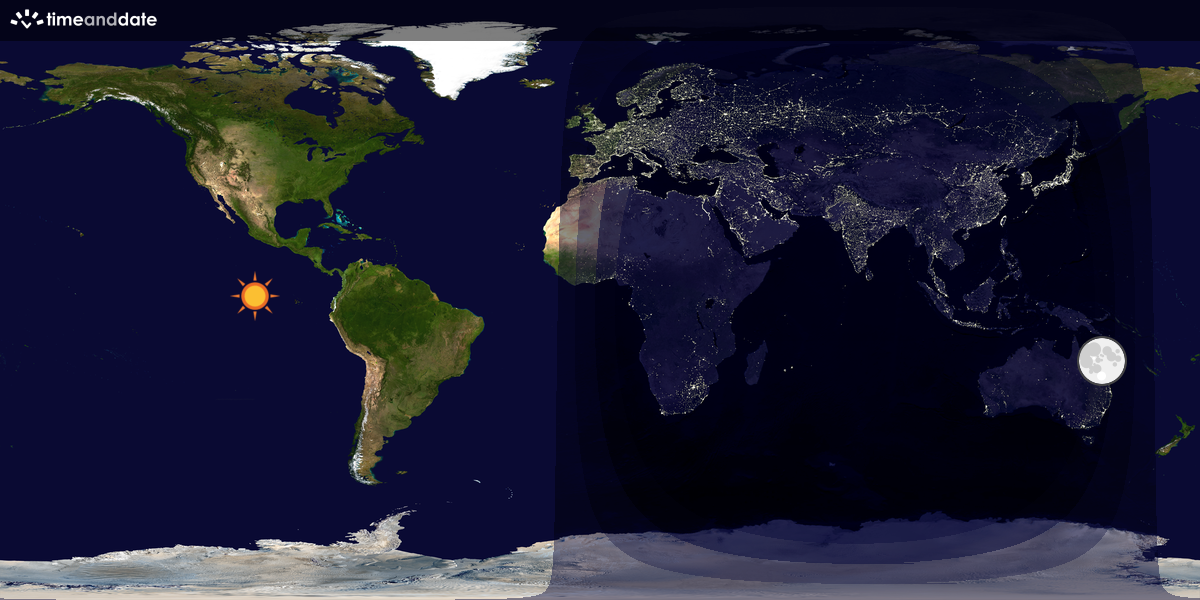 Verdenskart som viser dag og natt 