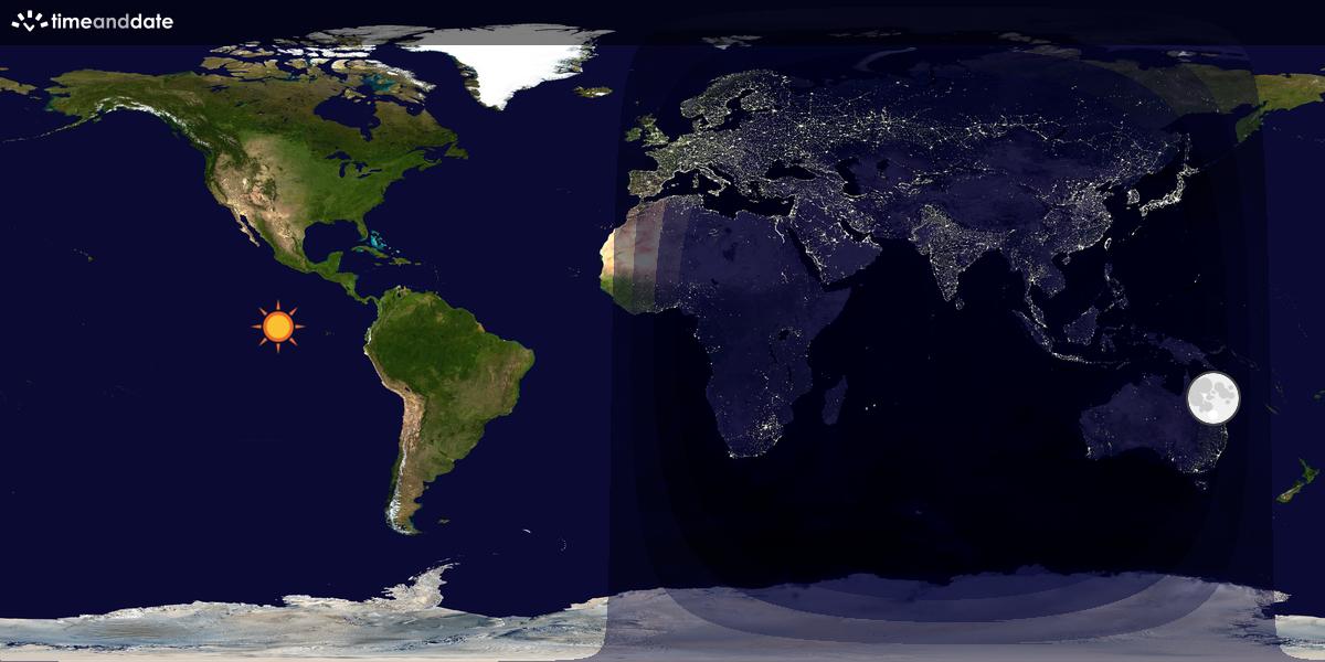 Verdenskart som viser dag og natt 