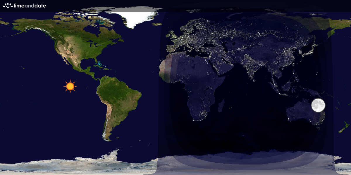 Verdenskart som viser dag og natt 