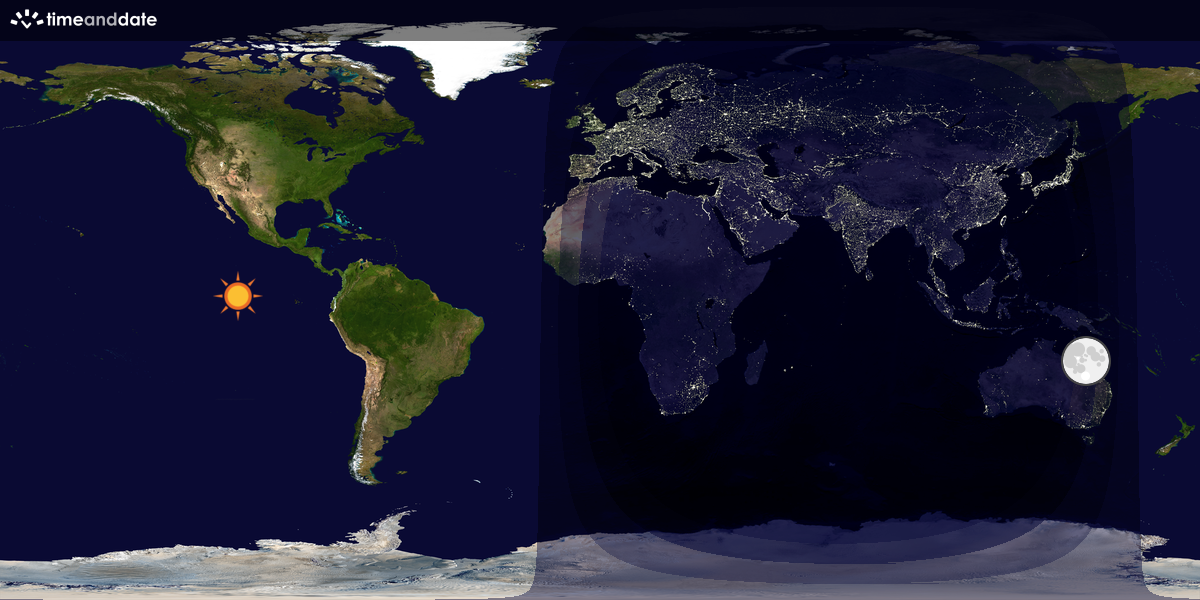 Verdenskart som viser dag og natt 