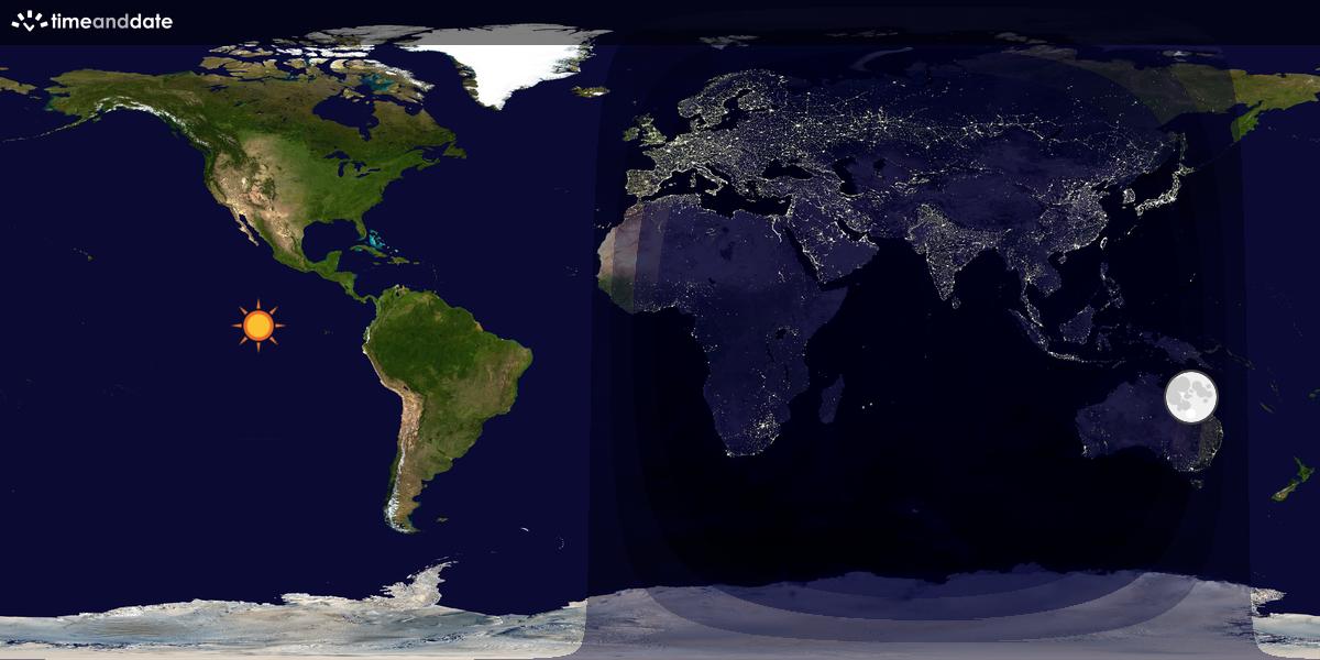 Verdenskart som viser dag og natt 