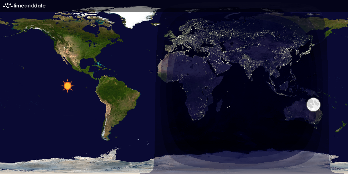 Verdenskart som viser dag og natt 