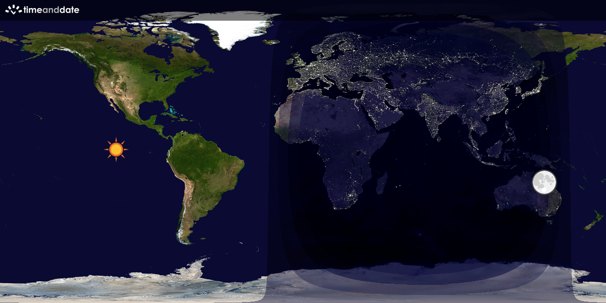 Verdenskart som viser dag og natt 