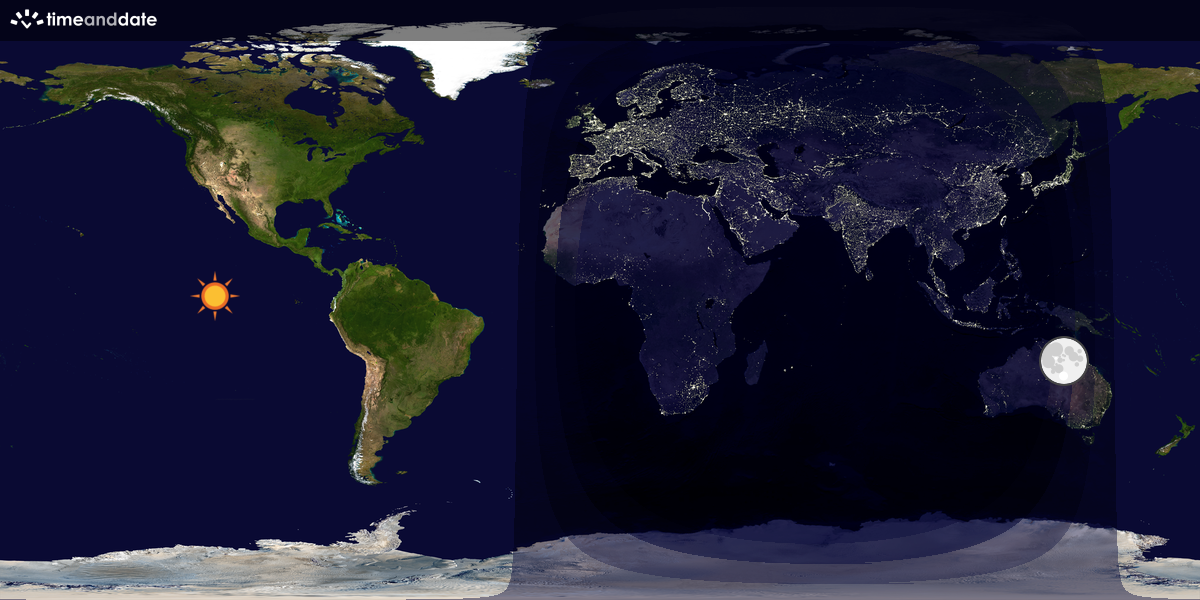 Verdenskart som viser dag og natt 