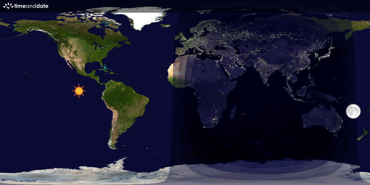 Verdenskart som viser dag og natt 