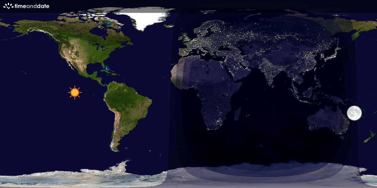 Verdenskart som viser dag og natt 