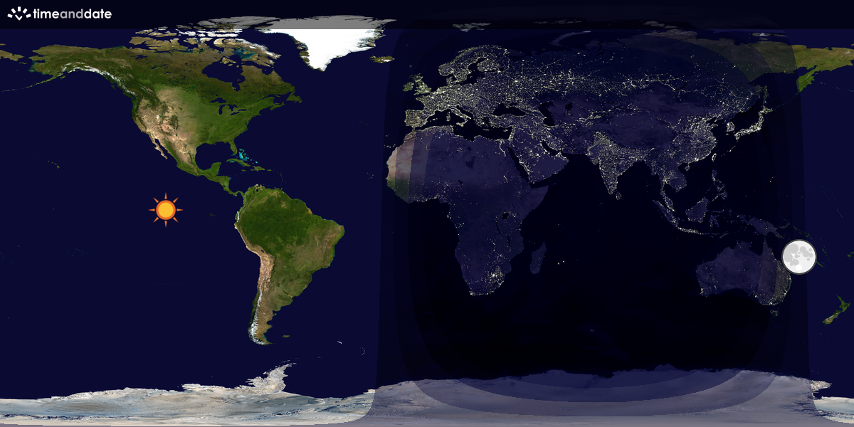 Verdenskart som viser dag og natt 