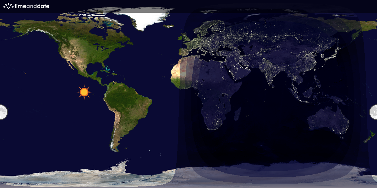 Verdenskart som viser dag og natt 