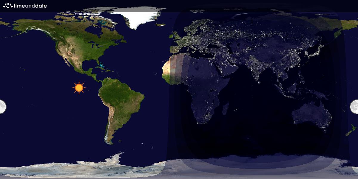 Verdenskart som viser dag og natt 