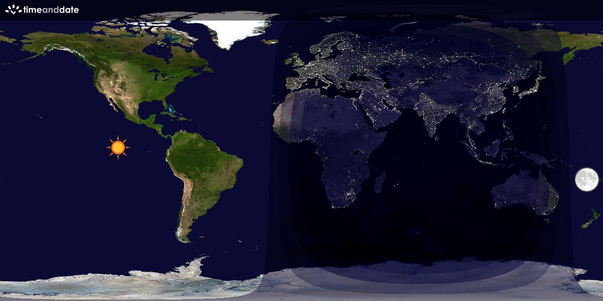 Verdenskart som viser dag og natt 