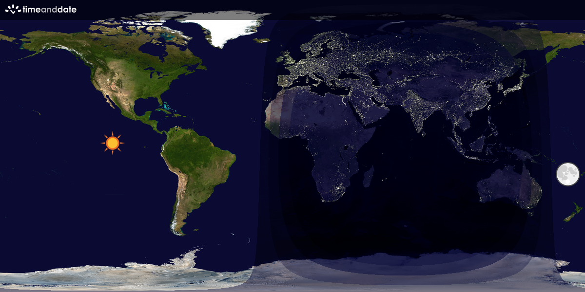 Verdenskart som viser dag og natt 