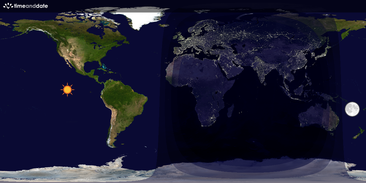 Verdenskart som viser dag og natt 