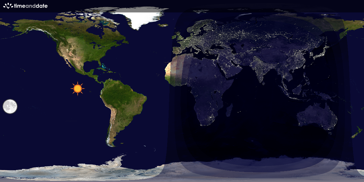 Verdenskart som viser dag og natt 