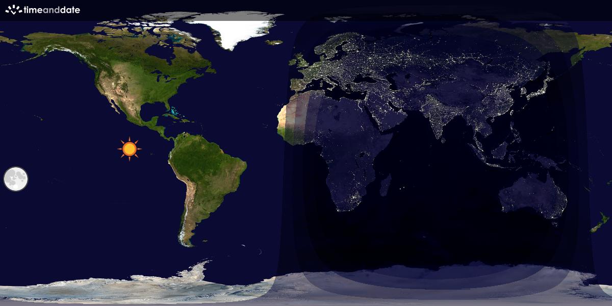 Verdenskart som viser dag og natt 