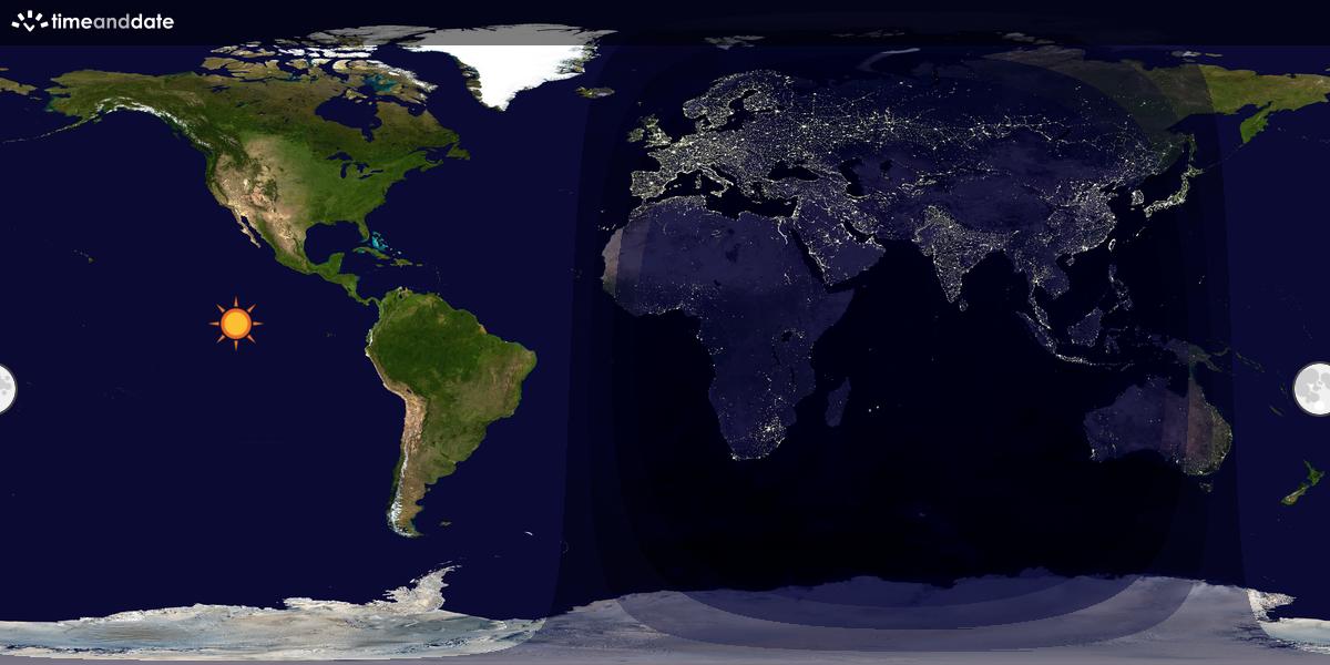 Verdenskart som viser dag og natt 