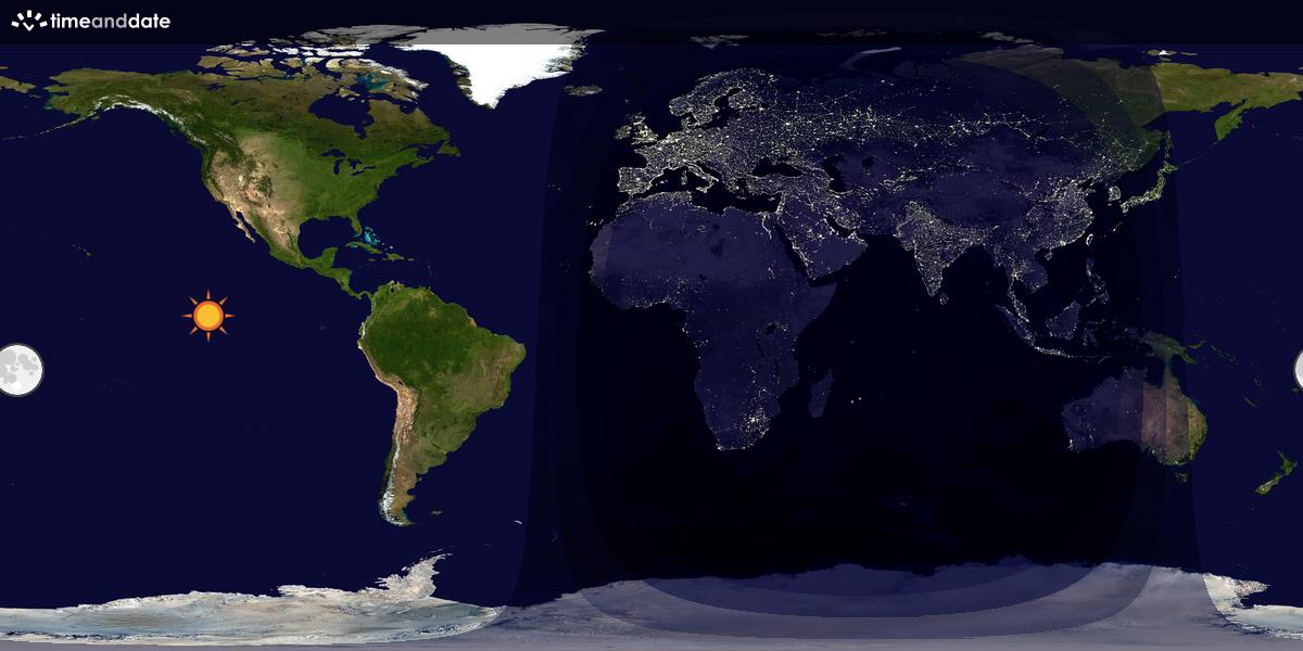 Verdenskart som viser dag og natt 