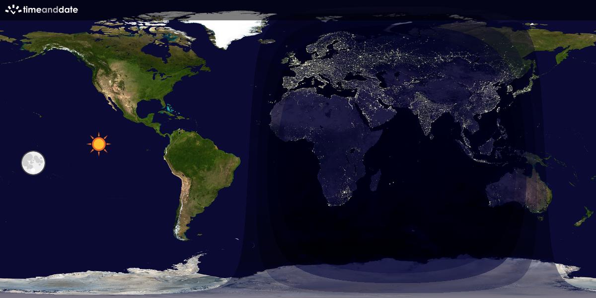Verdenskart som viser dag og natt 