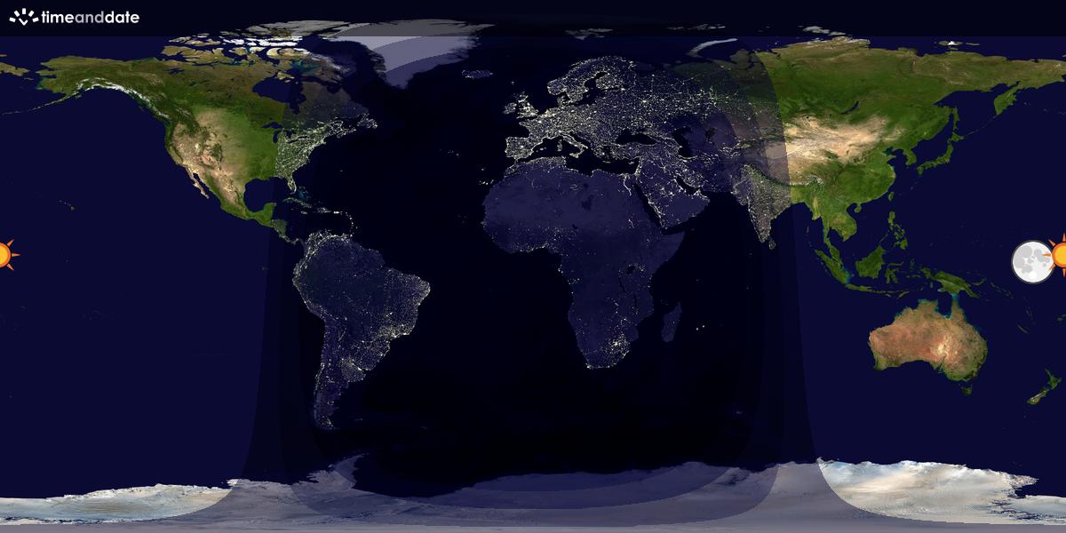 Verdenskart som viser dag og natt 