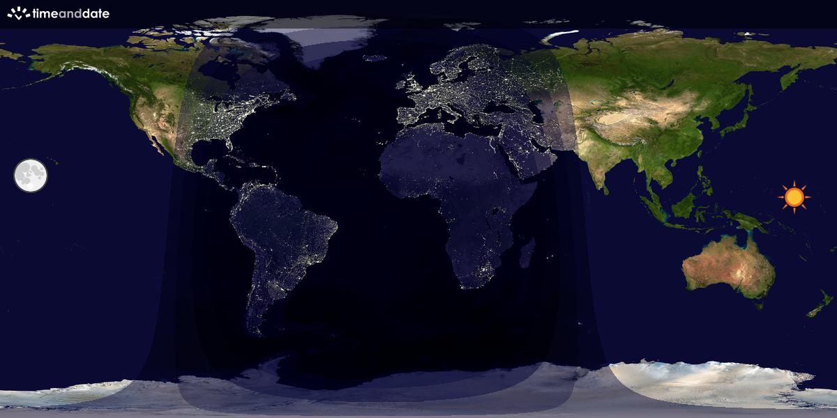 Verdenskart som viser dag og natt 