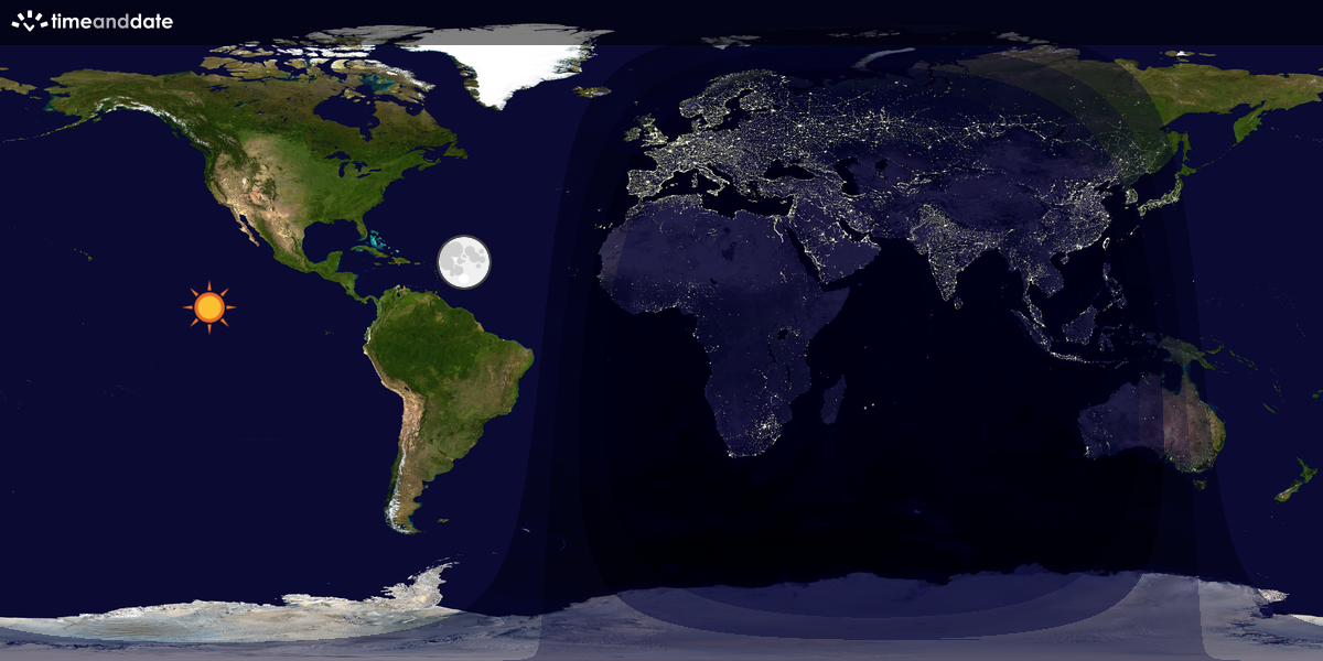 Verdenskart som viser dag og natt 