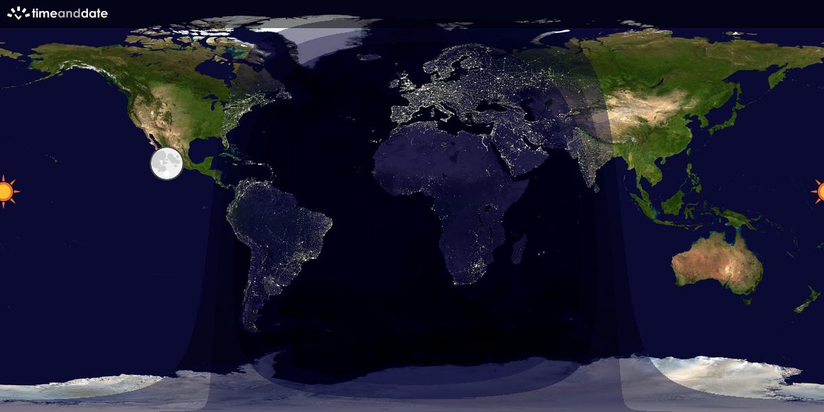 Verdenskart som viser dag og natt 