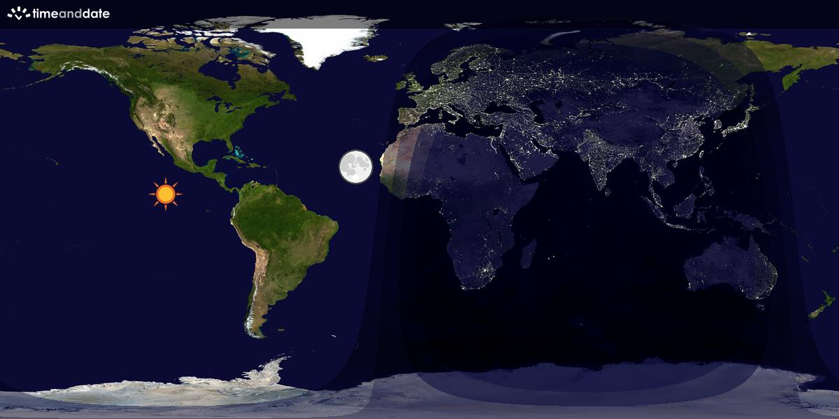 Verdenskart som viser dag og natt 