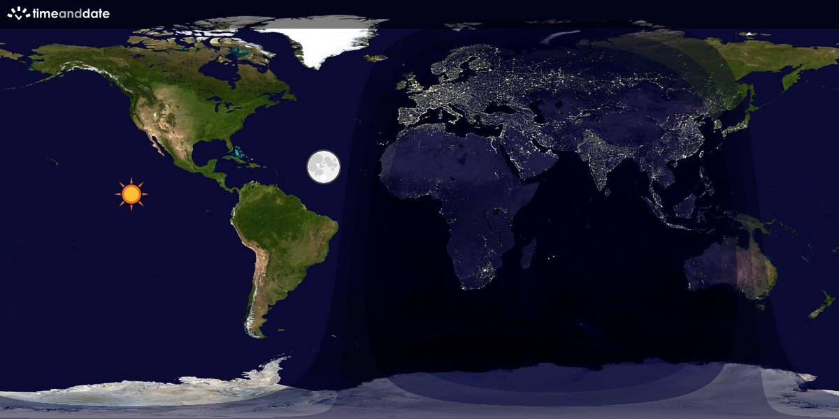 Verdenskart som viser dag og natt 