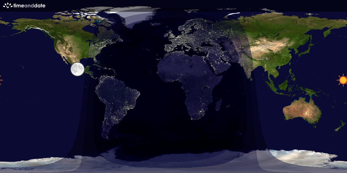 Verdenskart som viser dag og natt 