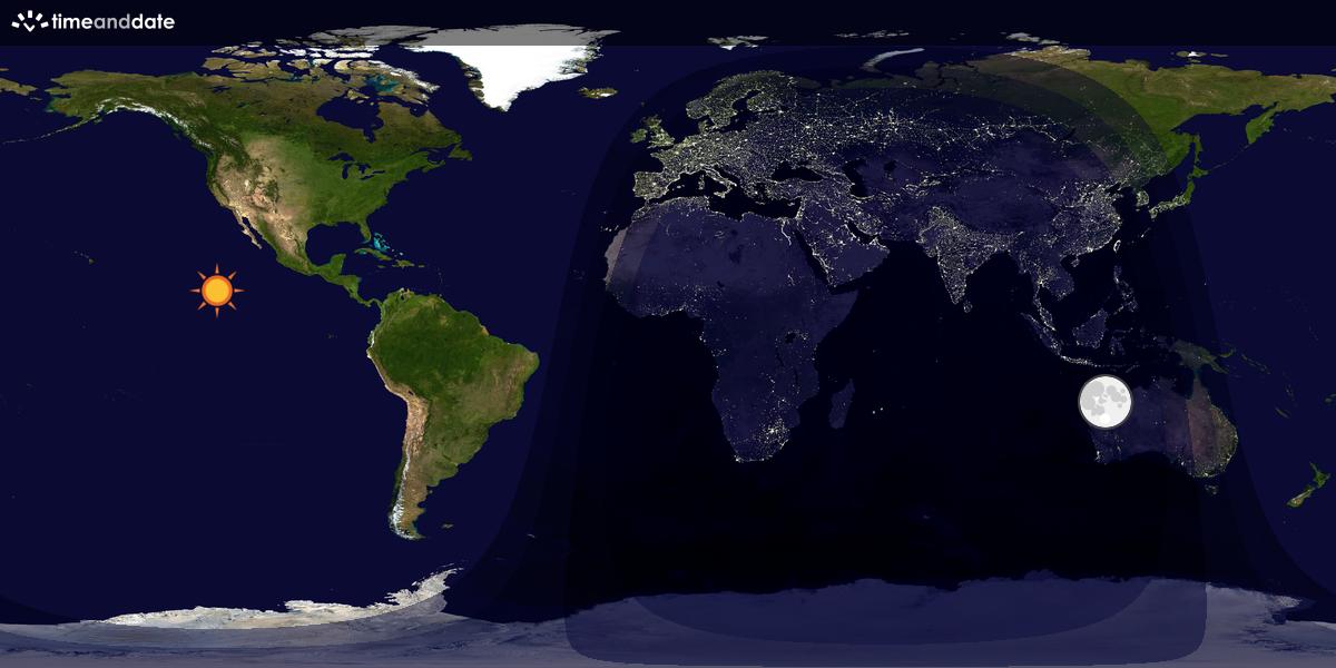 Verdenskart som viser dag og natt 
